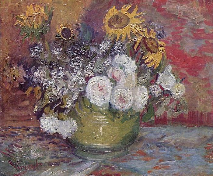 Vincent Van Gogh Stilleben mit Rosen und Sonnenblumen China oil painting art